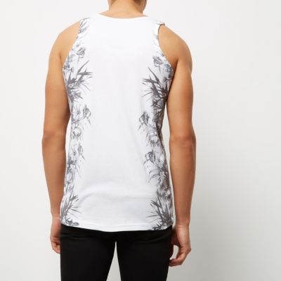 White floral side print vest